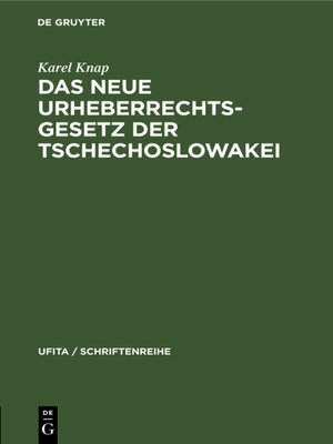 cover image of Das neue Urheberrechtsgesetz der Tschechoslowakei